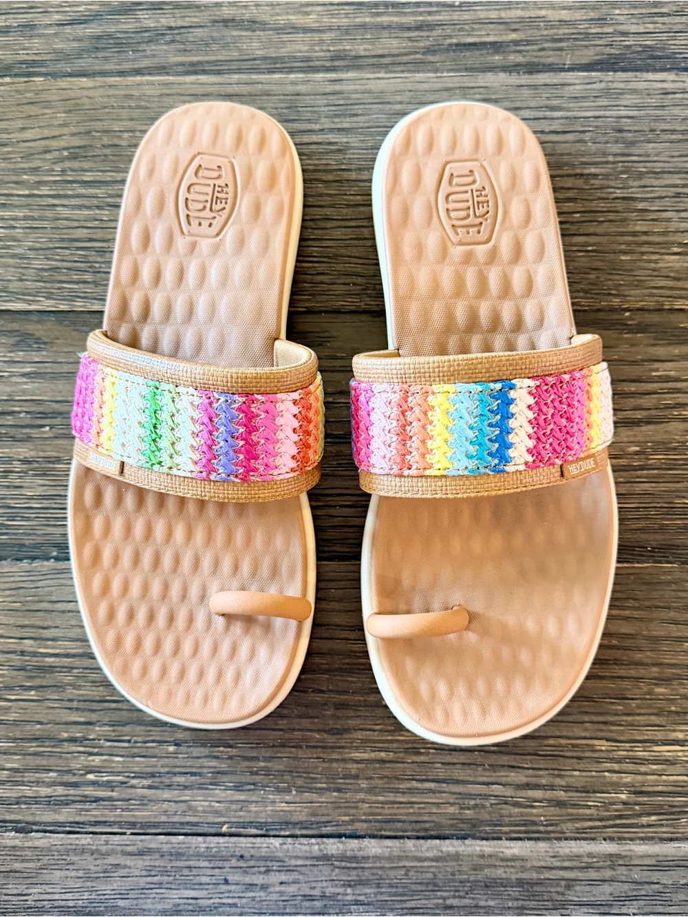 NEW Hey Dude Maui Breeze Toe Loop Flip Flop Sandal Women's 8 Multicolor Woven - Picture 3 of 7